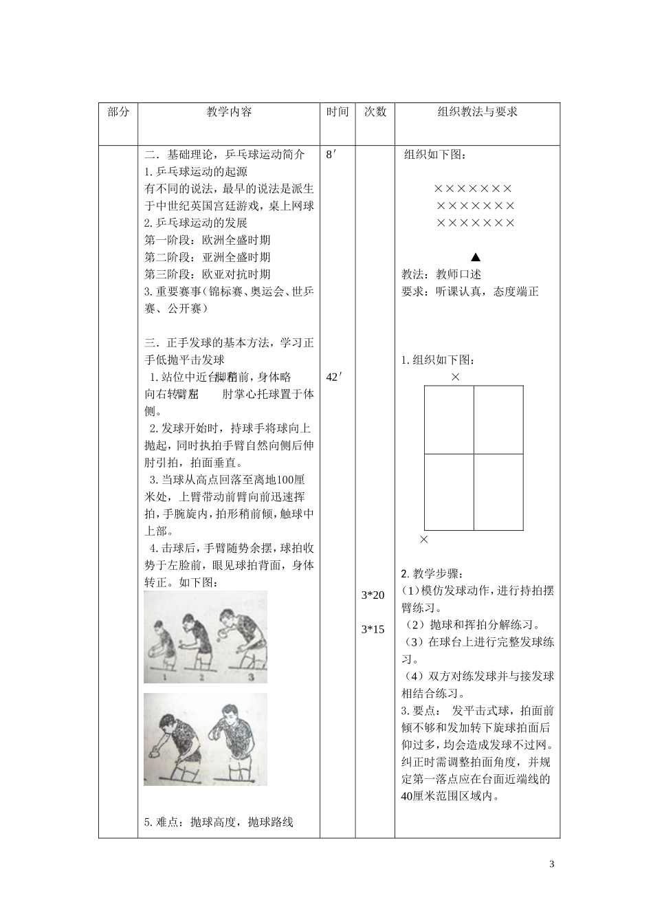 大学体育乒乓球课程教案(第一学期)_第3页