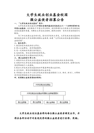 大学生就业创业基金校园招募公告及报名表