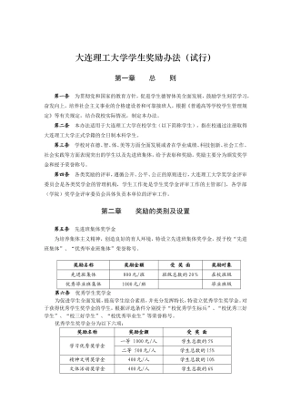 大连理工大学学生奖励办法(试行)