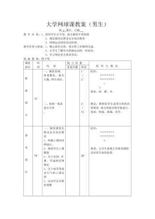 大学网球专项课教案(男生)