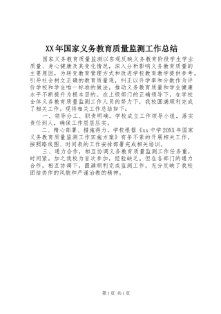 2024年国家义务教育质量监测工作总结