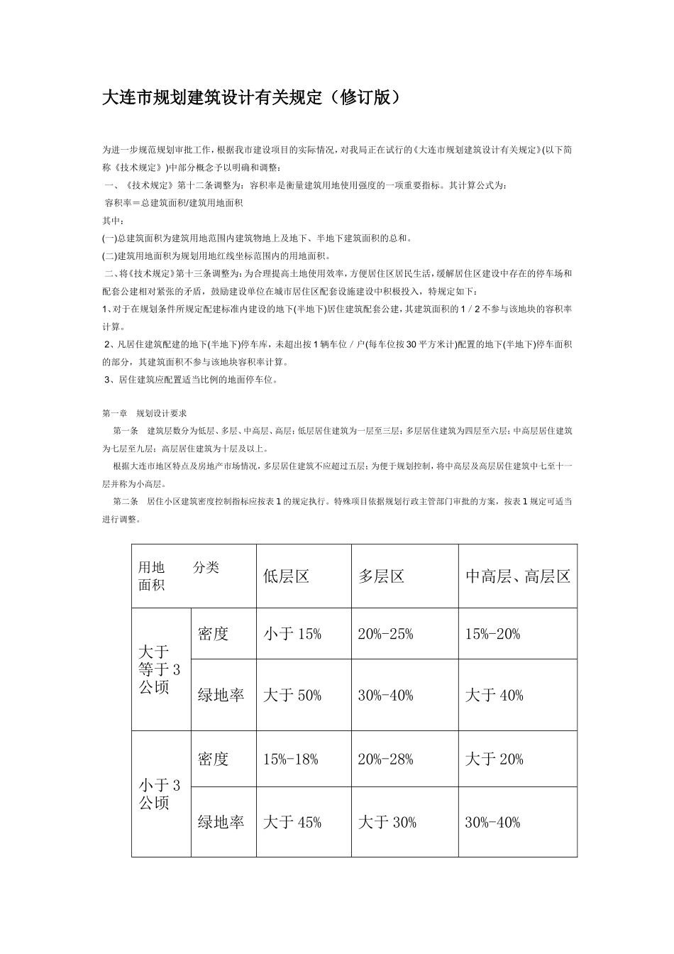 大连市规划建筑设计有关规定及日照_第1页