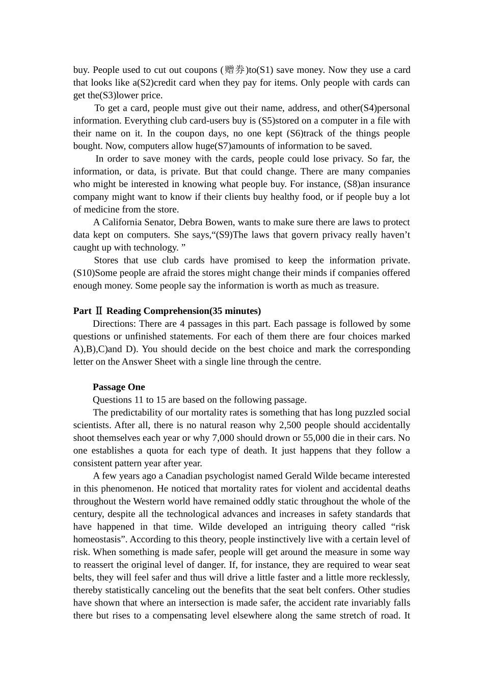 大学英语四级模拟试题(一)_第2页