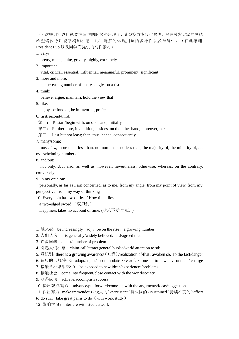 大学英语四级写作的高级词汇替换_第1页