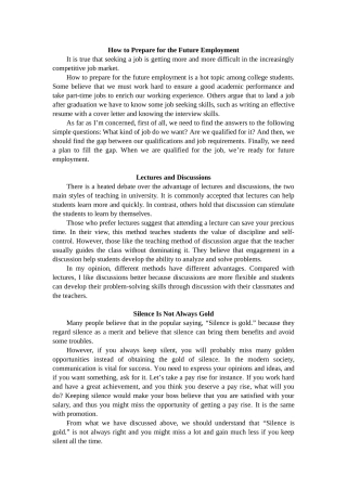 大学英语四级写作范文