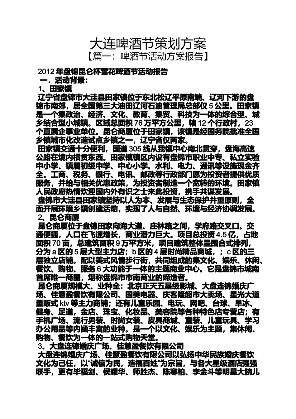 大连作文之大连啤酒节策划方案_第1页