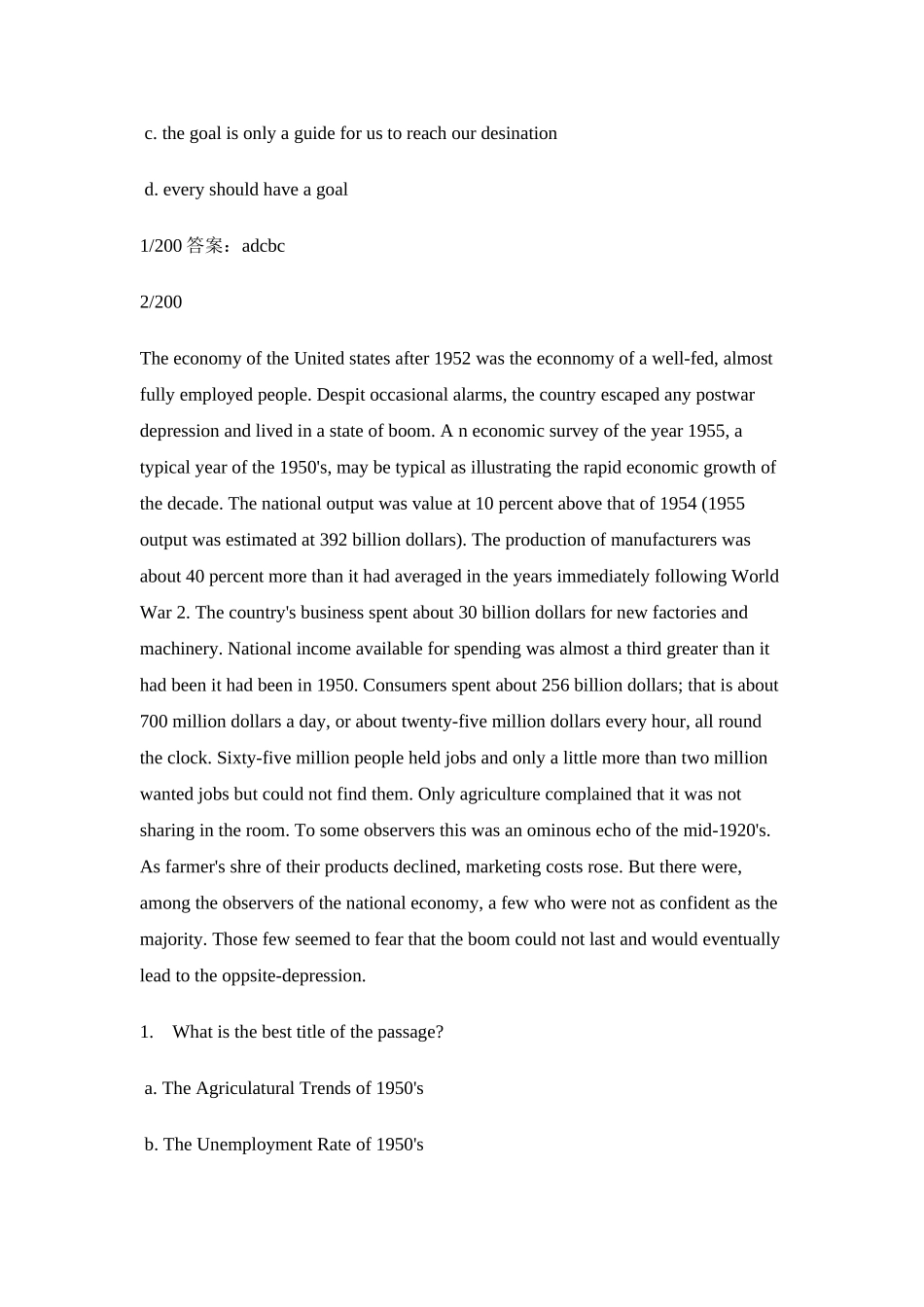 大学英语四级阅读40篇(含答案)_第3页