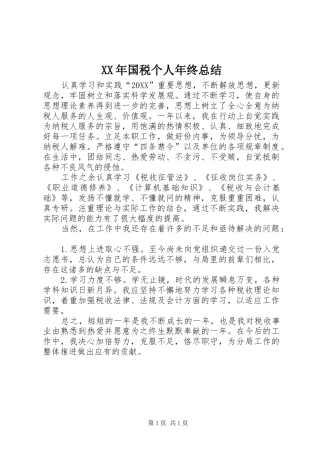 2024年国税个人年终总结