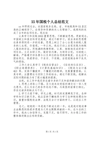 2024年国税个人总结范文