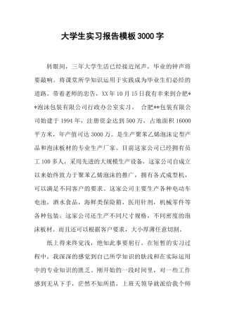 大学生实习报告模板3000字