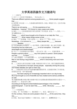 大学英语四级作文必背万能语句