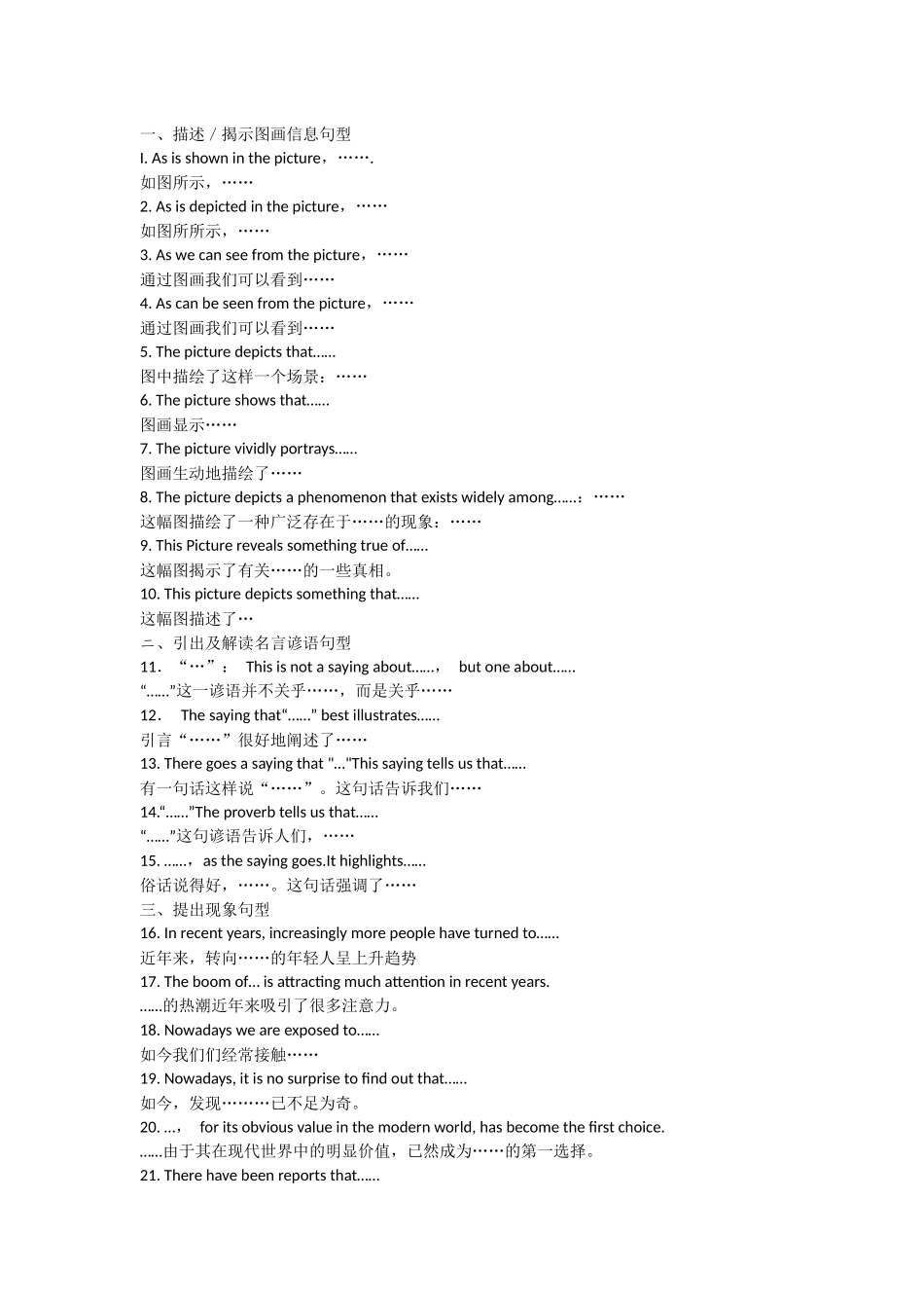 大学英语四级作文万能句型100条_第1页