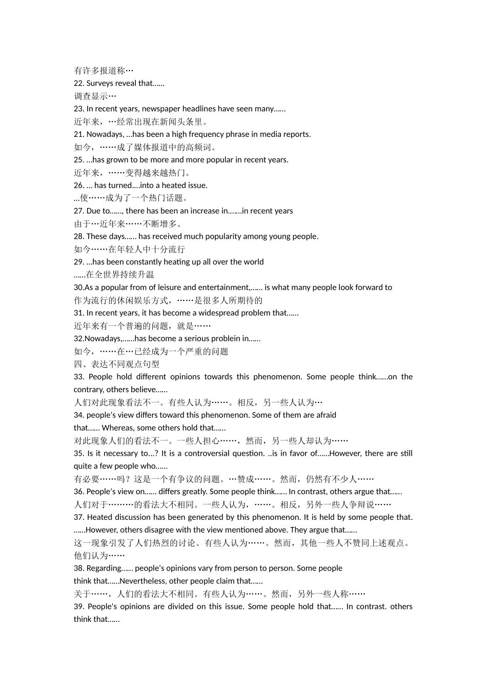 大学英语四级作文万能句型100条_第2页