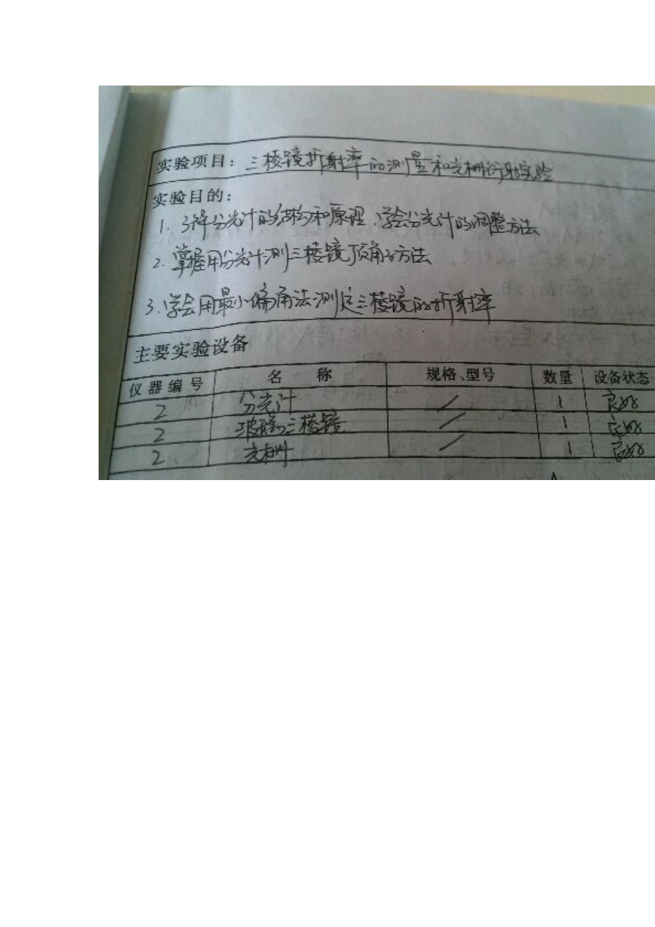 大学物理实验报告--三棱镜折射率_第2页