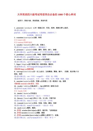 大学英语四六级考试考前突击必备的1000个核心单词(含记忆方法)(1)