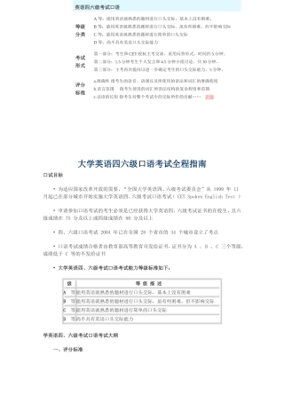 大学英语四六级口语考试全程指南