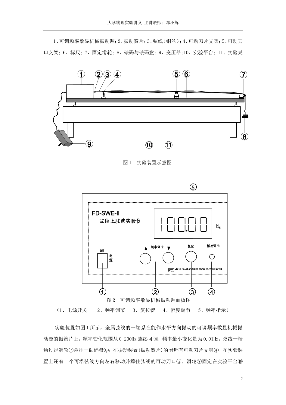 大学物理实验讲义-弦振动与驻波研究_第2页