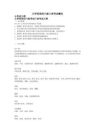 大学英语四六口语考试概况