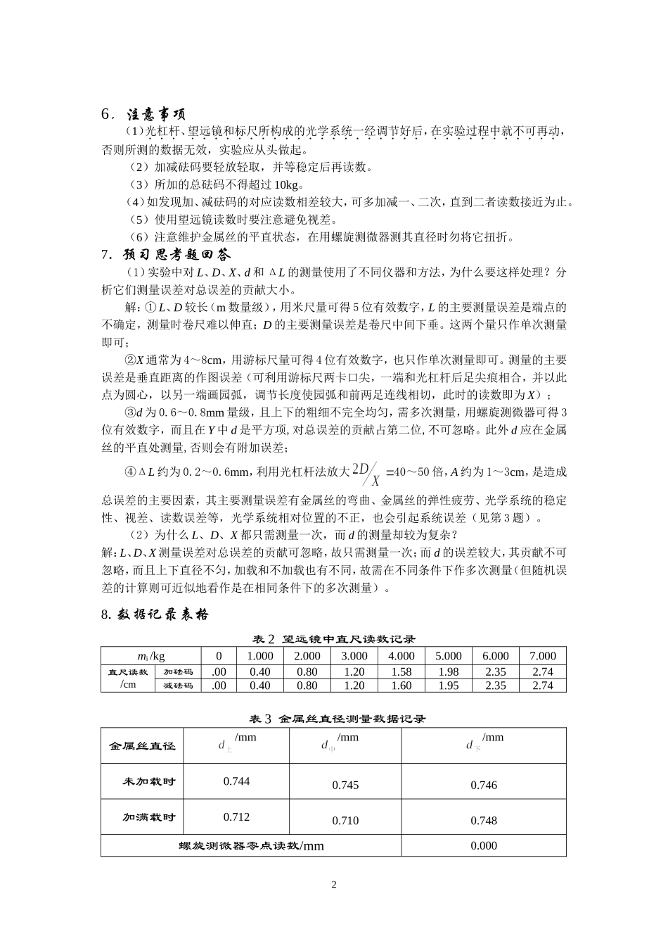 大学物理实验示范报告(以杨氏模量实验为例)_第2页