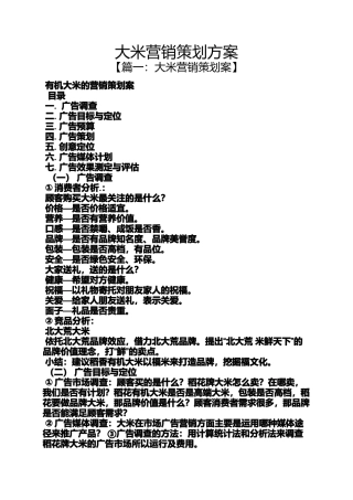 大米营销策划方案
