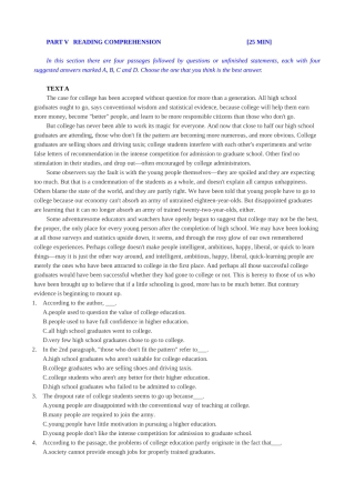大学英语专业四级阅读理解模拟试题(含答案)(03)