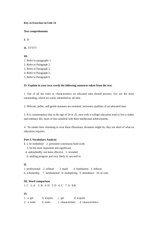 大学英语综合教程1-Unit-14习题答案