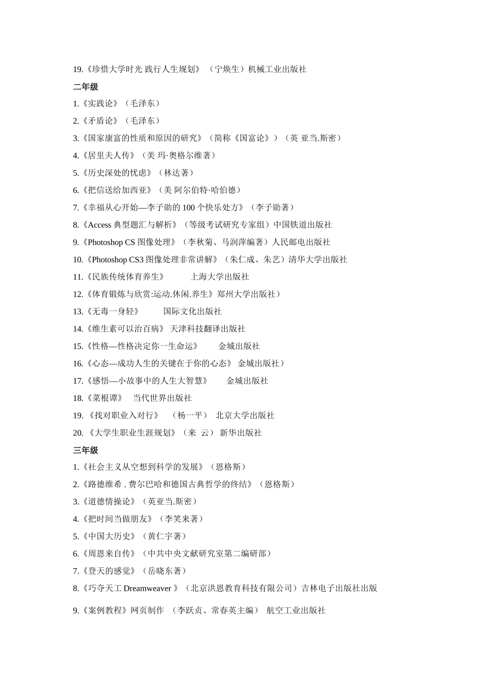 大学生课外阅读选读书目_第3页