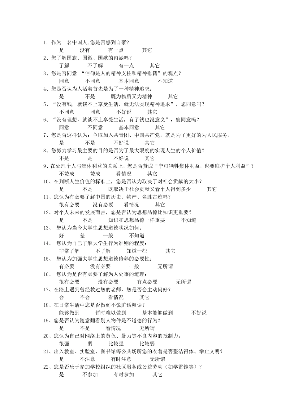 大学生思想道德现状调查问卷_第1页