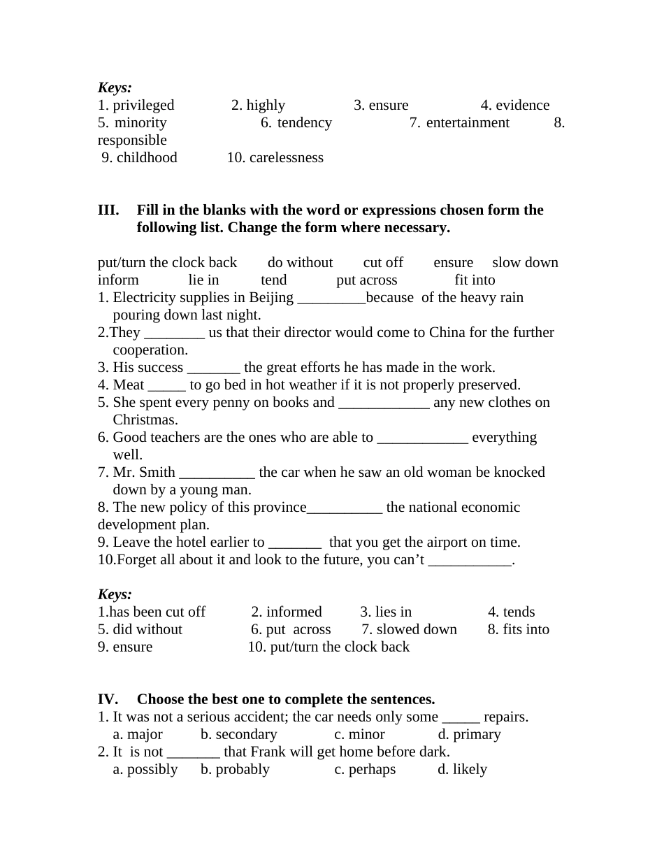 大学英语综合教程第三单元复习题_第2页