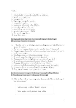 大学英语综合教程第五单元复习题