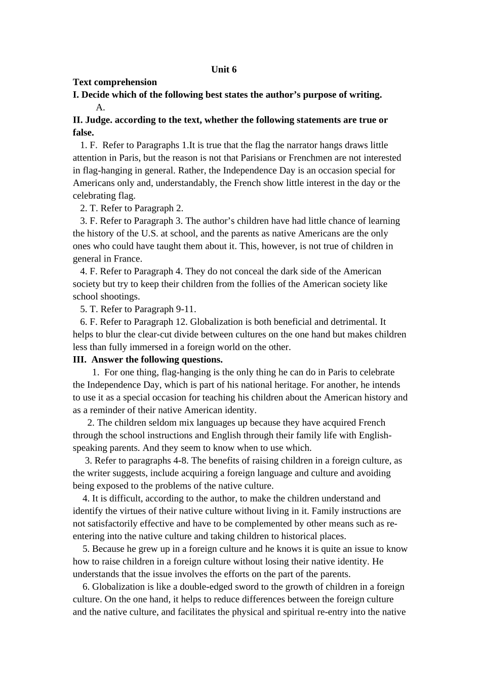 大学英语综合教程四Unit6答案_第1页