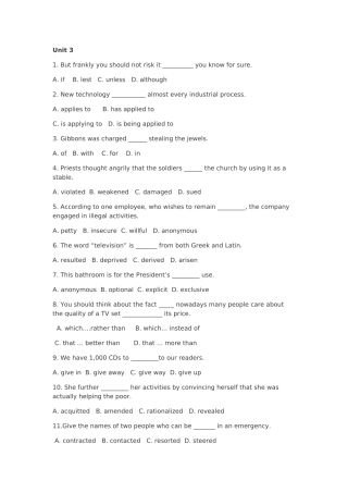 大学英语综合教程四第三单元词汇练习