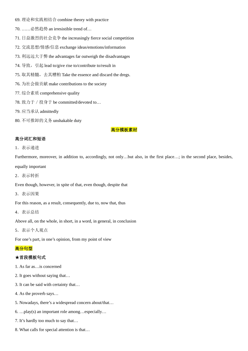 大学英语作文素材(模板和范文)_第3页