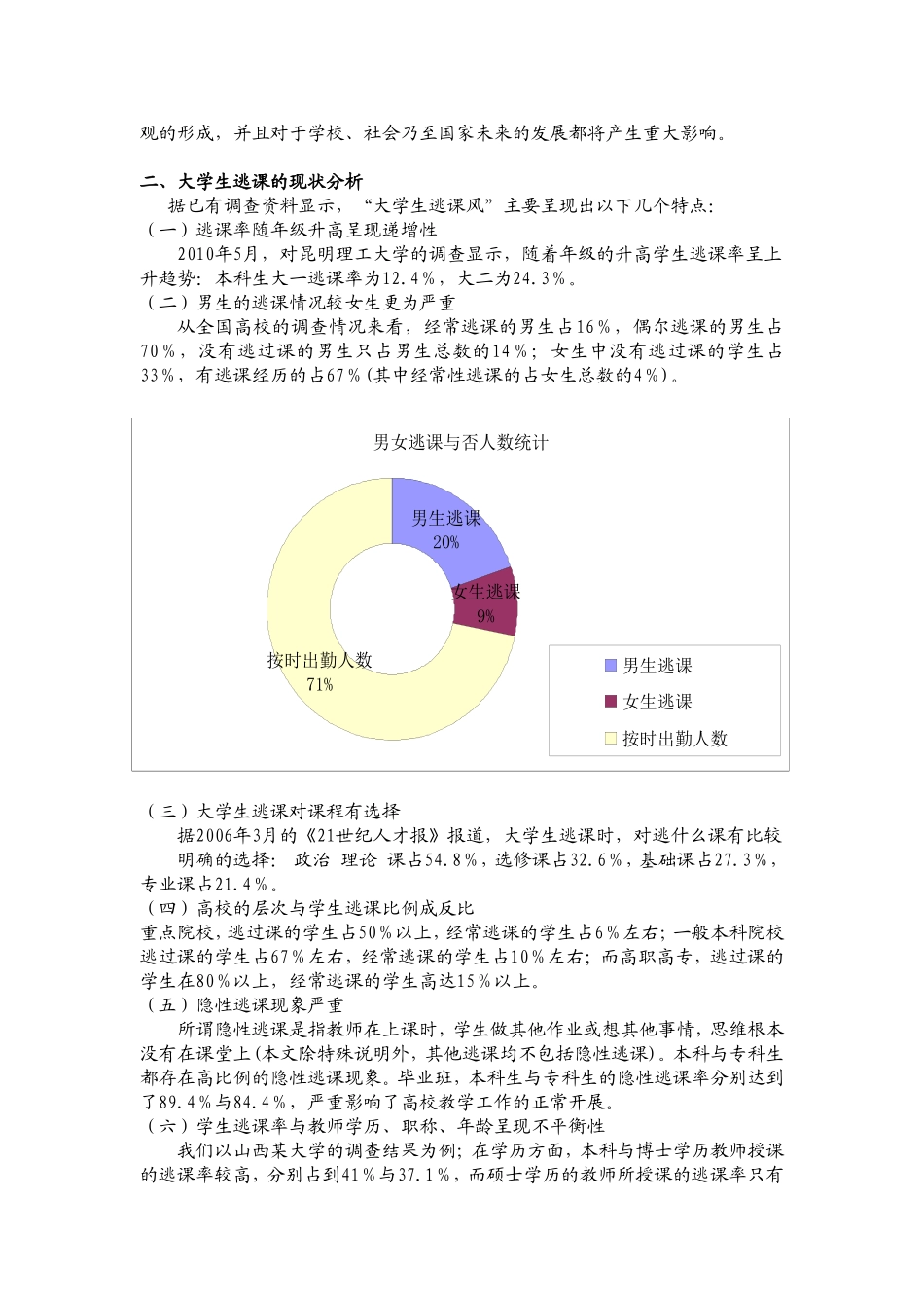 大学生逃课现象调查分析(文字版)_第2页