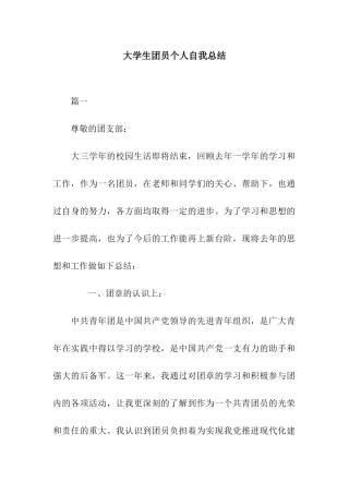大学生团员个人自我总结