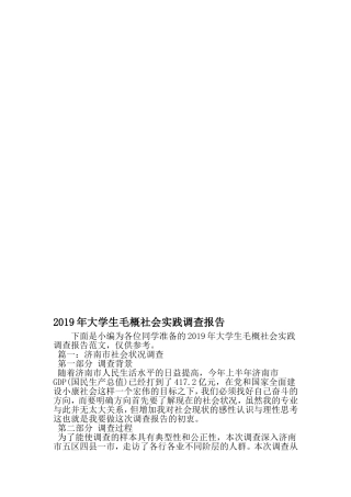 大学生毛概社会实践调查报告-范文资料