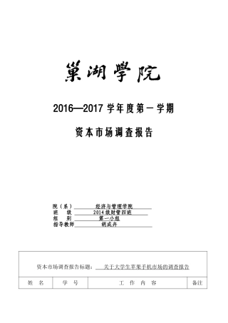 大学生苹果手机市场调查报告