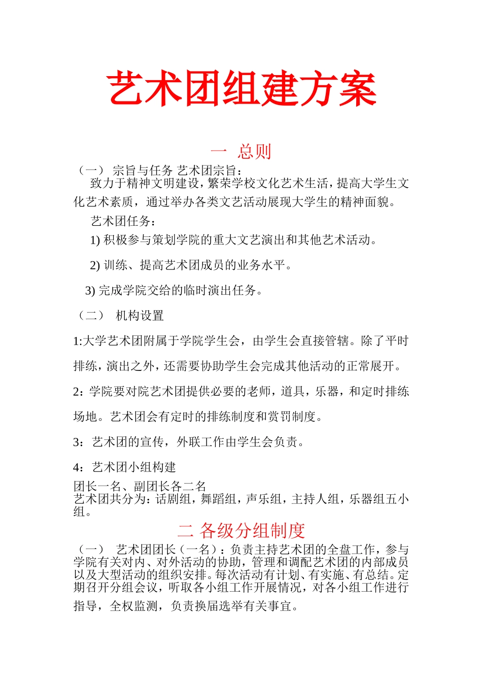 大学艺术团组建方案_第1页