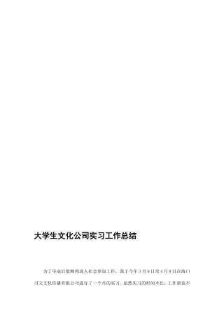 大学生文化公司实习工作总结精选