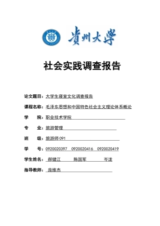 大学生寝室文化调查报告