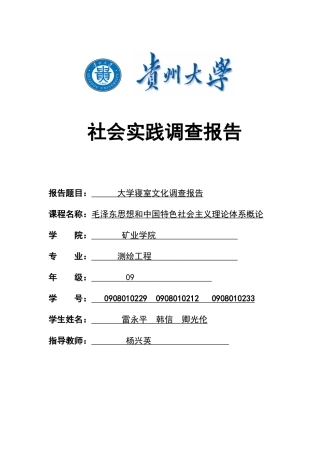 大学生寝室文化调查报告--测绘091--雷永平