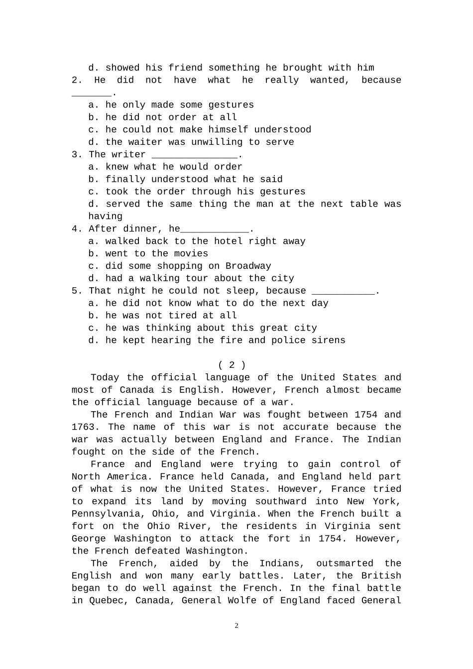 大学英语(2)第三次网络作业(新教材)_第2页