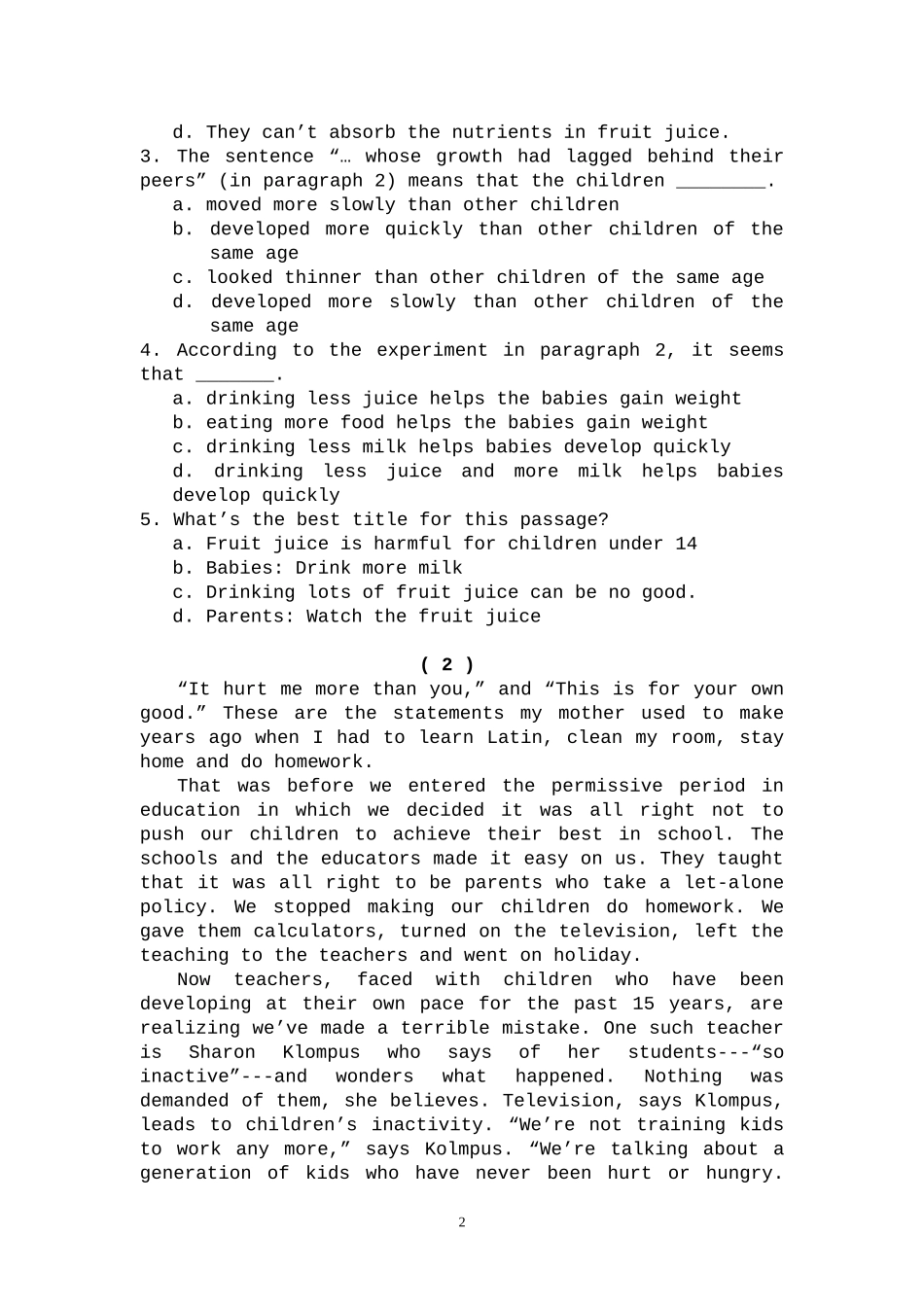 大学英语(2)第一次网络作业_第2页