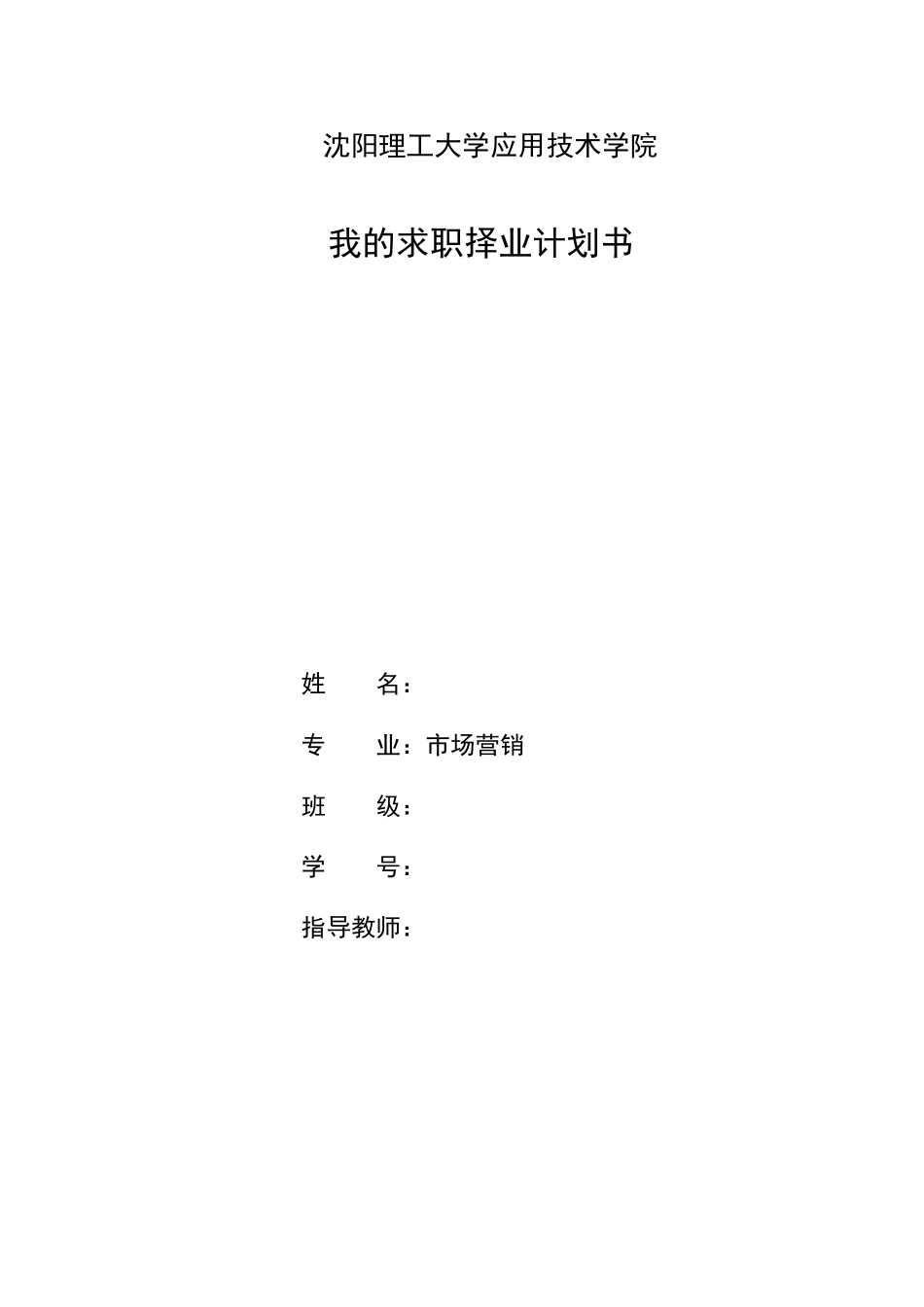 大学生求职计划书(标准)_第1页