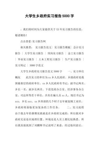 大学生乡政府实习报告5000字