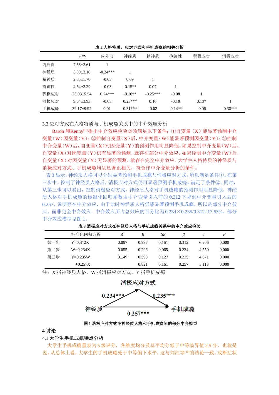 大学生人格特征、应对方式和手机成瘾的关系研究_第3页