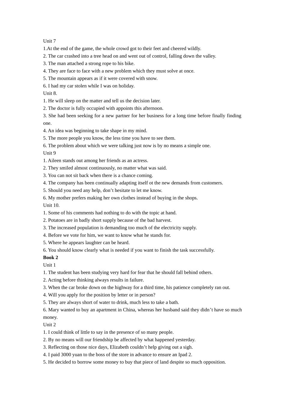 大学英语1-4册英语练习册翻译题答案_第2页