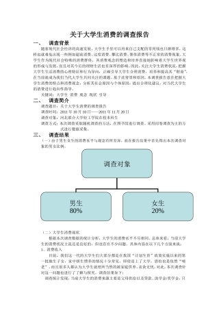 大学生消费水平的调查报告