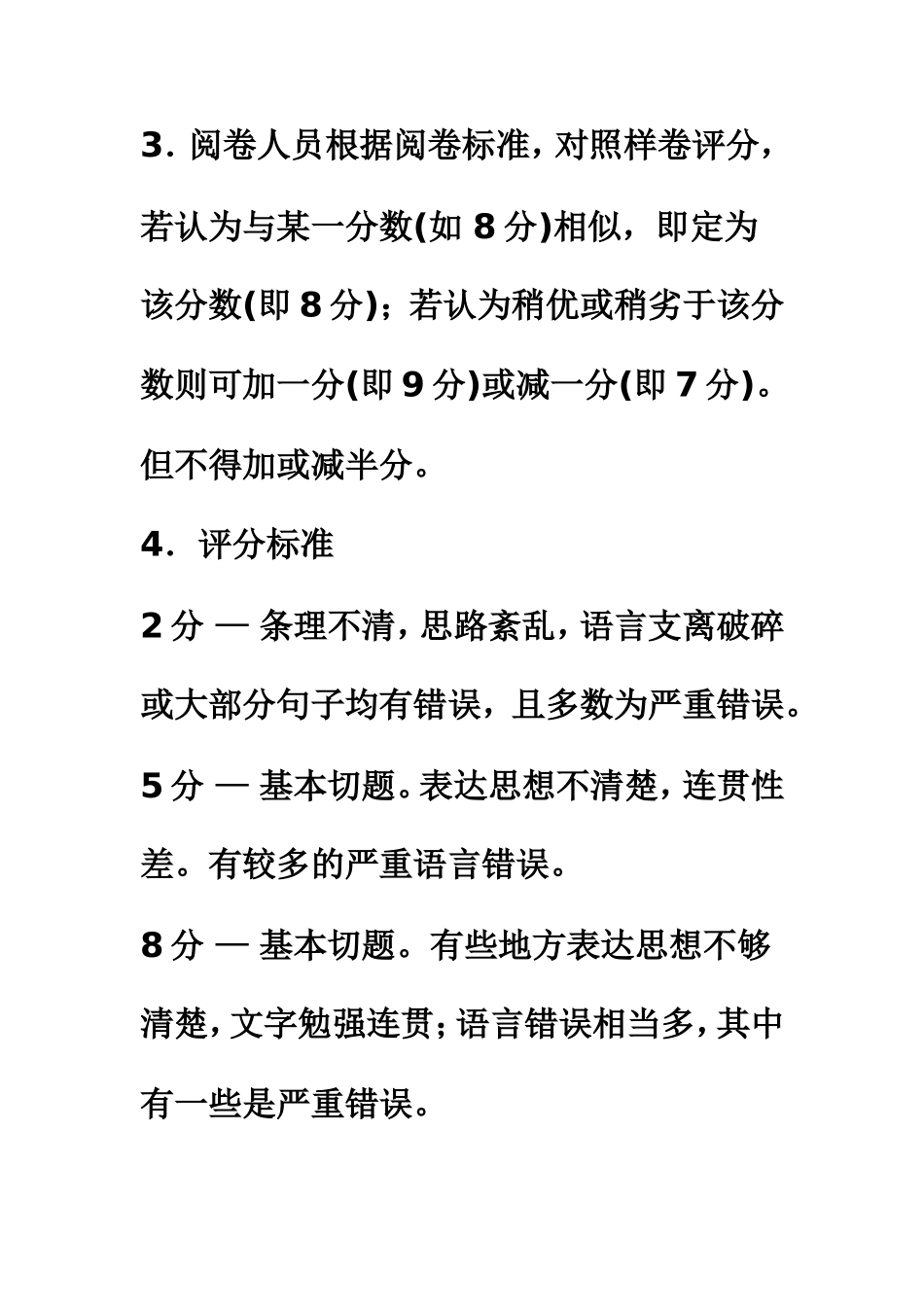 大学英语4级作文、翻译评分标准_第3页