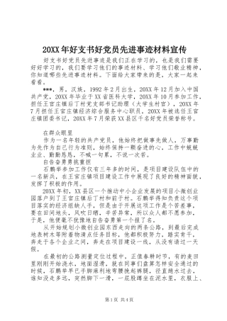 2024年好支书好党员先进事迹材料宣传